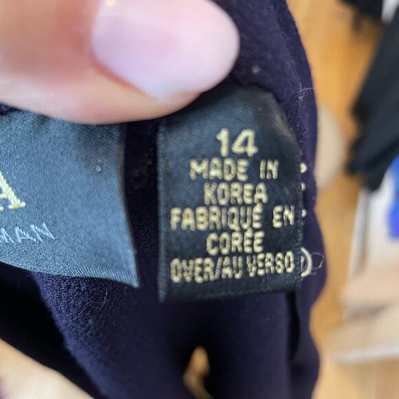 Dana Buchman jacket 14 navy blue wool open front knee length - Picture 9 of 10